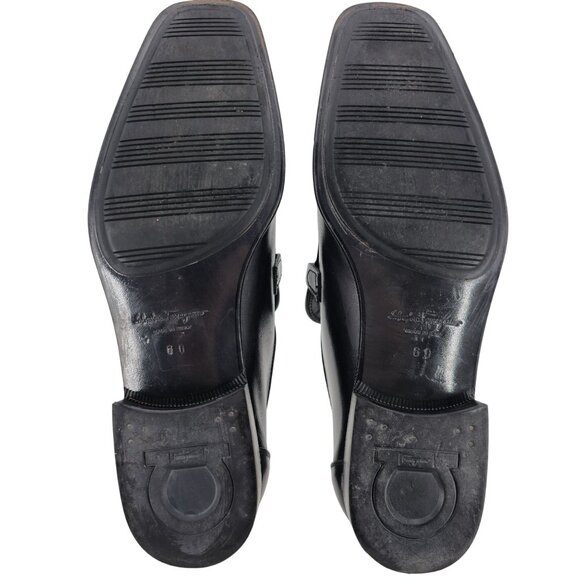 Salvatore Ferragamo Italy Men 6 Black Leather Dress Shoes Square-toe Bit Loafers - Picture 4 of 12